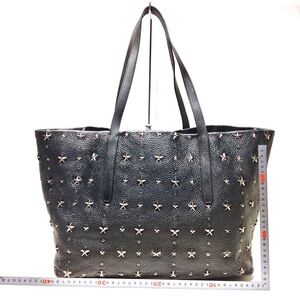 JIMMY CHOO Studded Tote Bag Black Leather 2863807